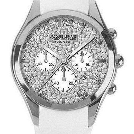 Jacques Lemans Chronograph Divine 1-1264H Ladies White Leather Strap Watch