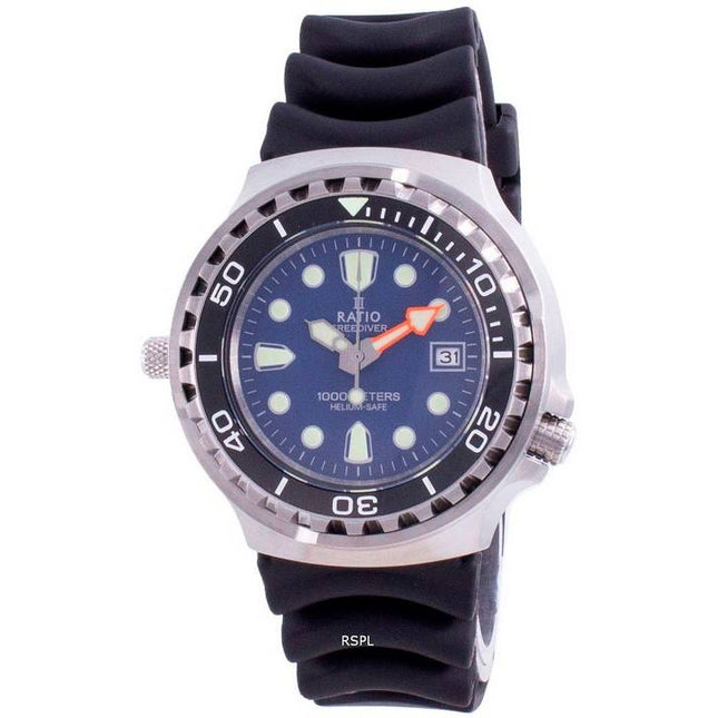 Ratio 2nd Generation Free Diver Helium-Safe Quartz 1038EF102V-BLU-V02 1000M Men's Watch
