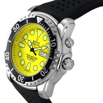 Ratio FreeDiver Version 03 Helium Safe 1000M Automatic Yellow Dial 1068HA90-34VA-YLW-V03 Men's Watch