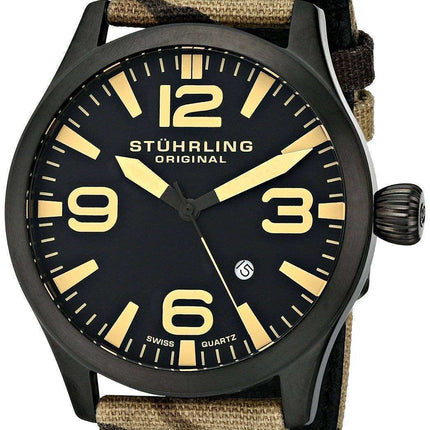 Stuhrling Original Aviator Swiss Quartz Camouflage Canvas 141C.02 Men's Watch