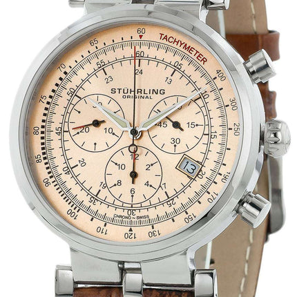 Stuhrling Original Trackmaster Swiss Quartz Brown Leather 211.3315K55 Men's Watch