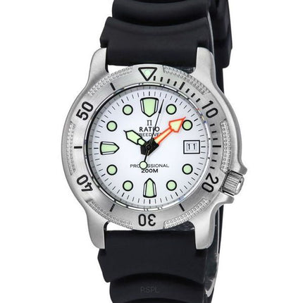 Ratio FreeDiver Professional Sapphire White Dial Quartz 22AD202-WHT 200M Men's Watch