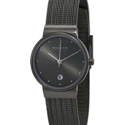 Skagen Quartz Gunmetal Swarovski Crystals 355SMM1 Women's Watch