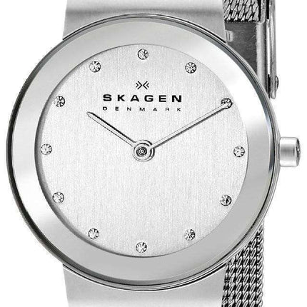 Skagen Classic Swarovski crystal Chrome Dial Mesh Bracelet 358SSSD Women's Watch