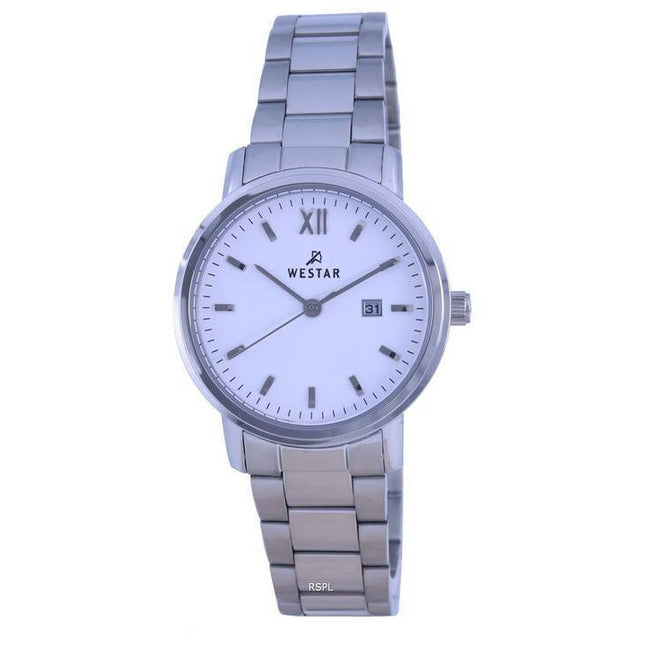 Westar White Dial Stainless Steel Quartz 40245 STN 101 Womens Watch