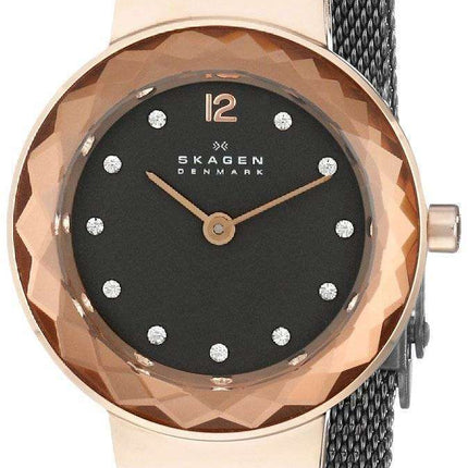 Skagen Leonora Black Mother of Pearl Dial Charcoal IP 456SRM Women's Watch