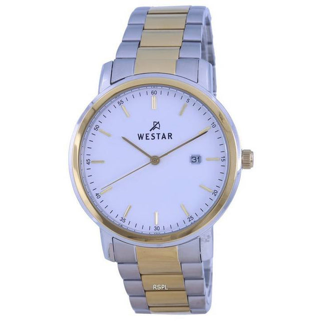 Westar White Dial Two Tone Stainless Steel Quartz 50243 CBN 101 Mens Watch