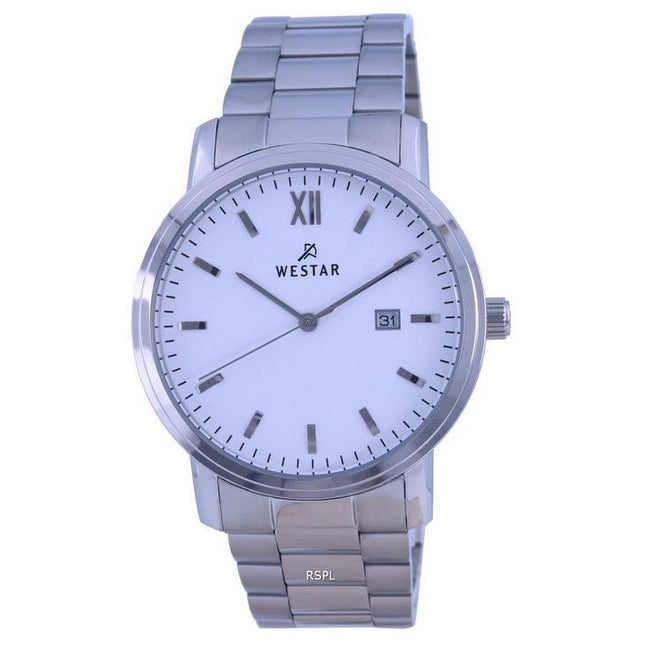 Westar White Dial Stainless Steel Quartz 50245 STN 101 Mens Watch