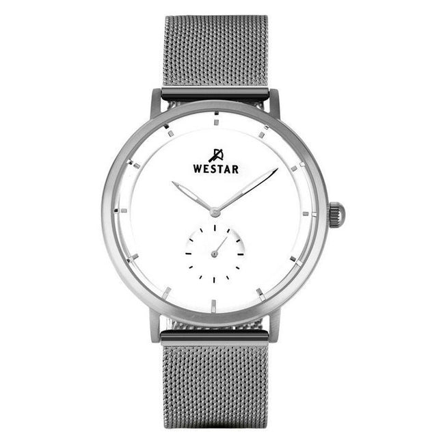 Westar Profile Stainless Steel Mesh White Dial Quartz 50247STN101 Men's Watch