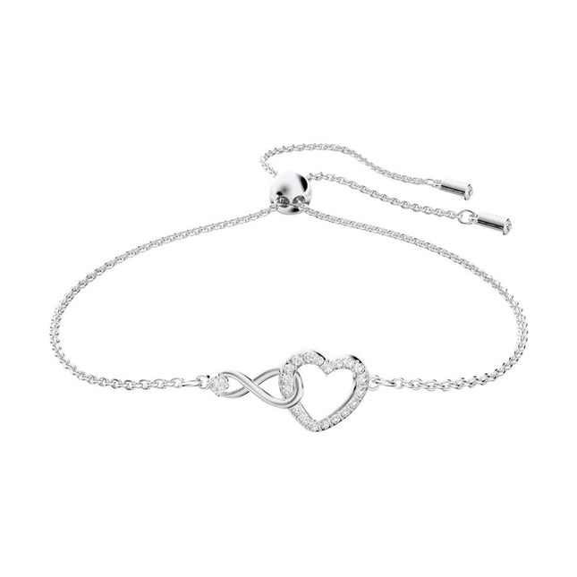 Swarovski Hyperbola Infinity And Heart Rhodium Bracelet 5524421 For Women