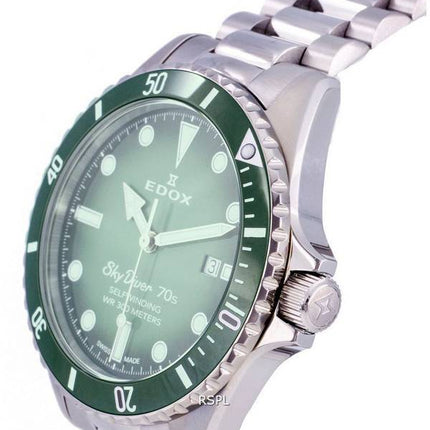 Edox SkyDiver Stainless Steel Green Dial Automatic 801153VMVDN 80115  3VM VDN 300M Mens Watch