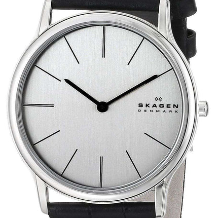 Skagen Theodor Silver Dial Black Leather 858XLSLC Men's Watch