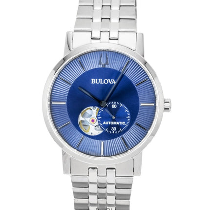 Bulova American Clipper Stainless Steel Open Heart Blue Dial Automatic 96A247 Men's Watch