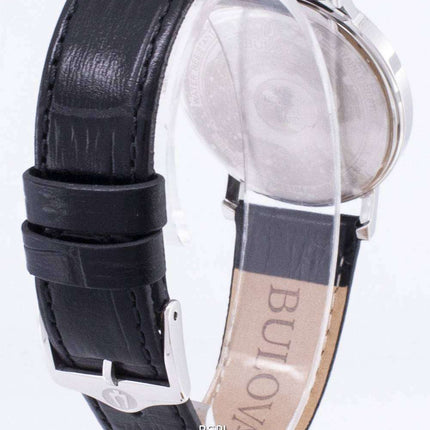 Bulova Black Leather 96B104 Men's Watch