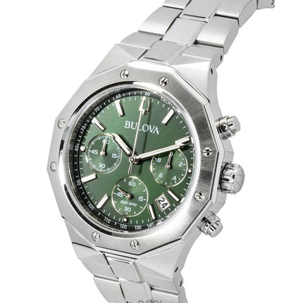 Bulova Octagon Prestige Chronograph Stainless Steel Green Dial Quartz 96B409 100M Men's Watch