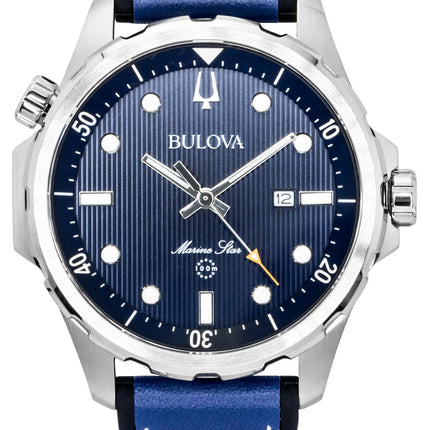 Bulova Marine Star Series Silicone Strap Blue Dial Quartz 96B419 100M Men's Watch
