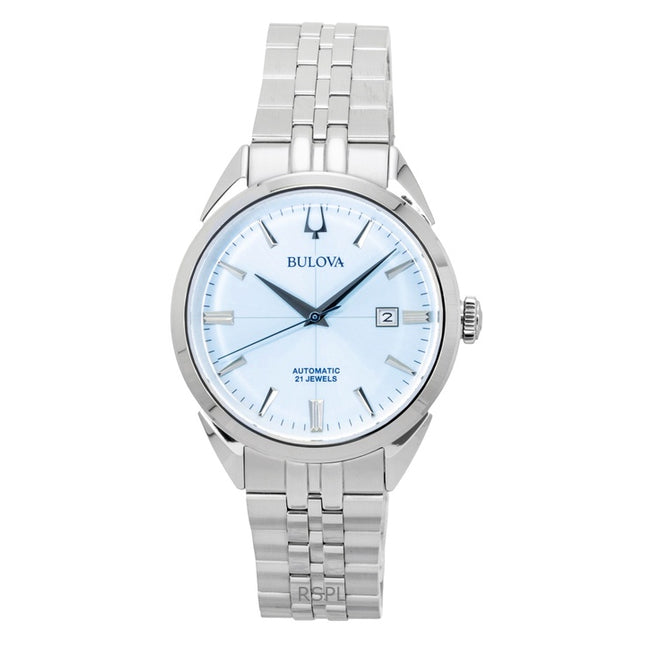 Bulova Sutton Stainless Steel Ice Blue Dial Automatic 96B423 Men's Watch