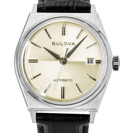 Bulova Frank Sinatra Leather Strap Beige Dial Automatic 96B483 Men's Watch