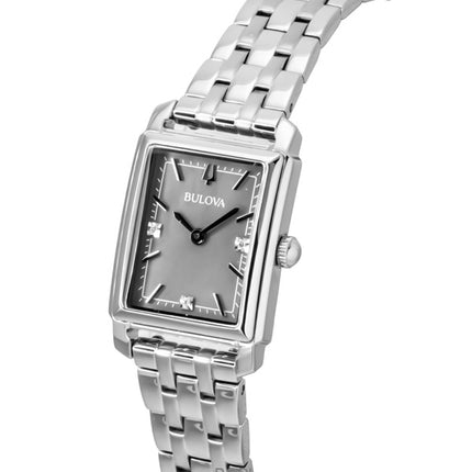 Bulova Sutton Diamond Accents Stainless Steel Grey Mother of Pearl Dial Quartz 96P252 Women's Watch