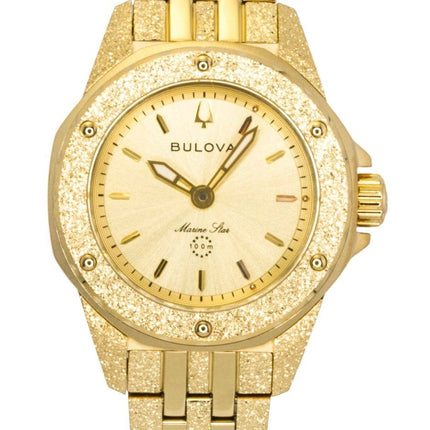 Bulova Marine Star Marc Anthony Stainless Steel Gold Dial Quartz 97L192 100M Women's Watch