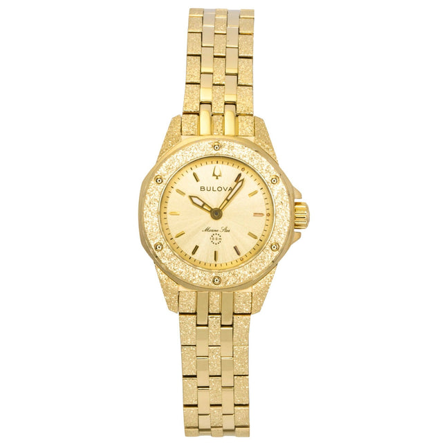 Bulova Marine Star Marc Anthony Stainless Steel Gold Dial Quartz 97L192 100M Women's Watch