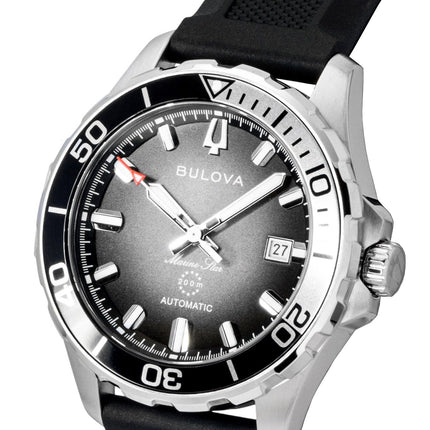 Bulova Marine Star Rubber Strap Black Dial Automatic Diver's 98B465 200M Men's Watch