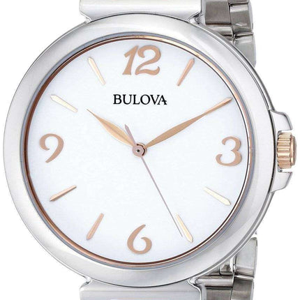 Bulova Two Tone White Dial Quartz 98L195 Women's Watch
