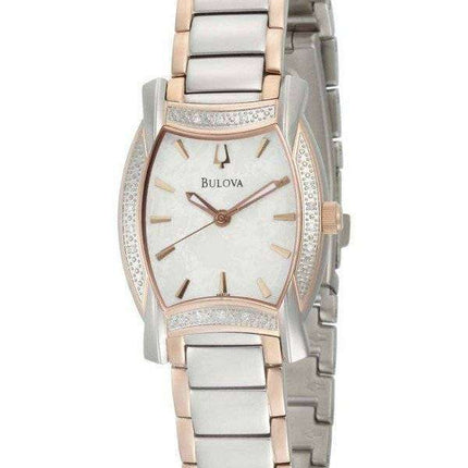 Bulova Diamond Case White Dial 98R138 Womens Watch