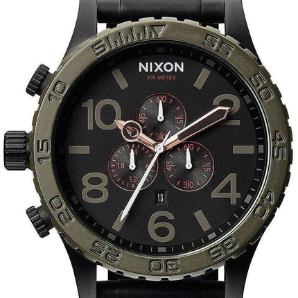 Nixon Matte Black Industrial Green Chronograph 300M A083-1530-00 Men's Watch