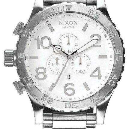 Nixon High Polish White Dial Chronograph 300M A083-488-00 Men's Watch