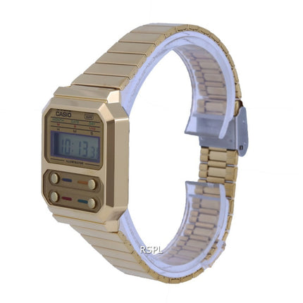 Casio Youth Vintage Stainless Steel Digital A100WEG-9A A100WEG-9 Womens Watch