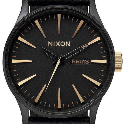 Nixon Quartz Sentry Black Leather A105-1041-00 Men's Watch