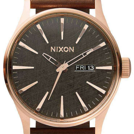 Nixon Quartz Sentry Leather Rose Gold A105-2001-00 Men's Watch