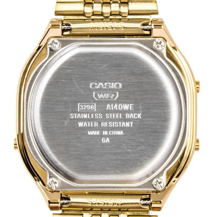 Casio Digital Gold Tone Stainless Steel Quartz A140WEG-9A Unisex Watch