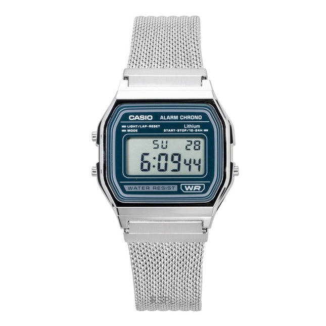 Casio Vintage Digital Stainless Steel Mesh Bracelet Quartz A158WEM-3 Unisex Watch