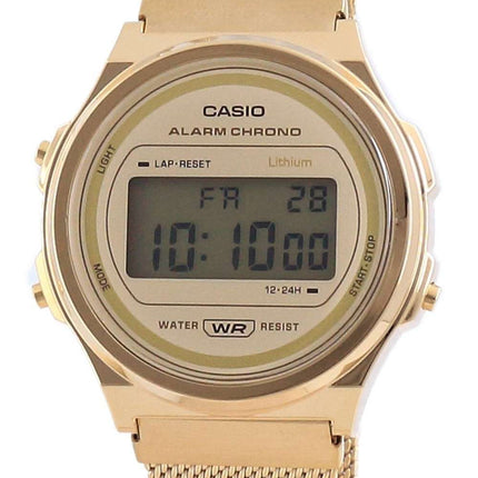 Casio Youth Vintage Gold Tone Stainless Steel Digital A171WEMG-9A Unisex Watch