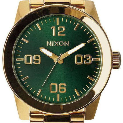 Nixon Corporal SS Gold Tone Green Sunray Dial A346-1919-00 Men's Watch