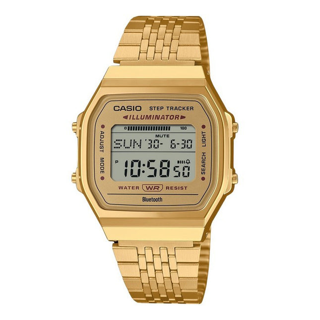 Casio Vintage Digital Smartphone Link Gold Tone Stainless Steel Quartz ABL-100WEG-9A Unisex Watch