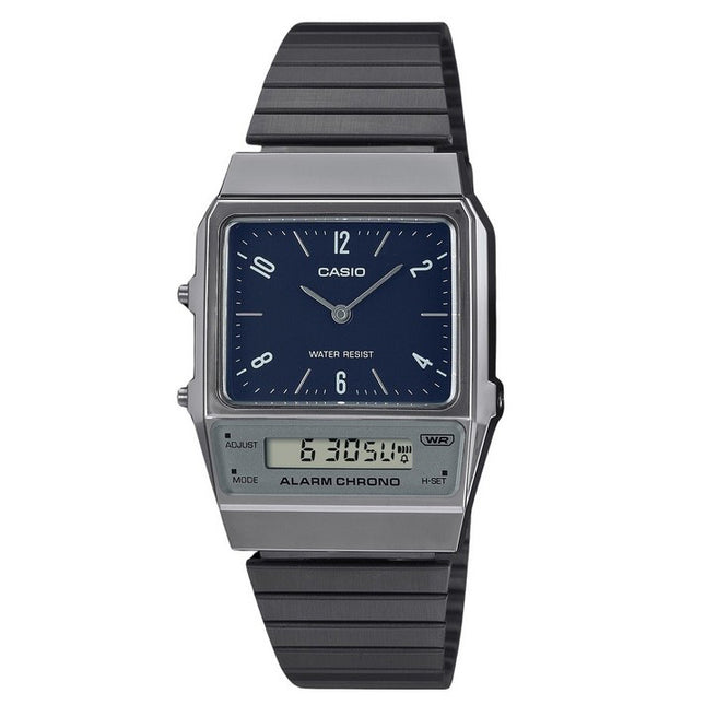Casio Vintage Analog Digital Dual Time Stainless Steel Bracelet Blue Dial Quartz AQ-800EB-2A Unisex Watch