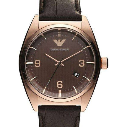 Emporio Armani Classic Brown Dial Leather Band AR0367 Men's Watch