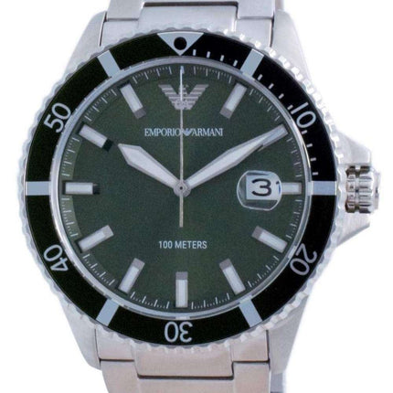 Emporio Armani Green Dial Stainless Steel Quartz AR11338 100M Men's Watch