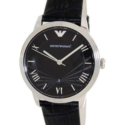 Emporio Armani Classic Black Dial Black Leather AR1611 Men's Watch