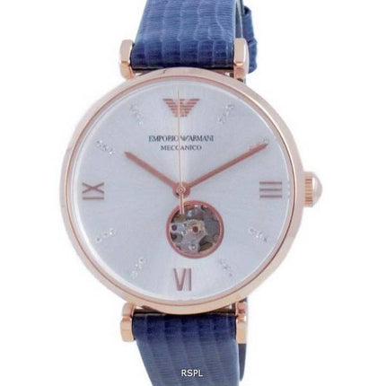 Emporio Armani Gianni T-BAR Open Heart Silver Dial Automatic AR60020 Women's Watch