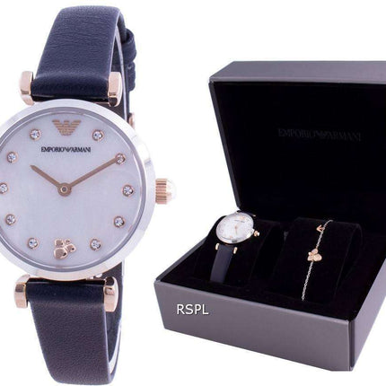 Emporio Armani Gianni T-Bar Diamond Accents Quartz AR80036 With Gift Set Women's Watch
