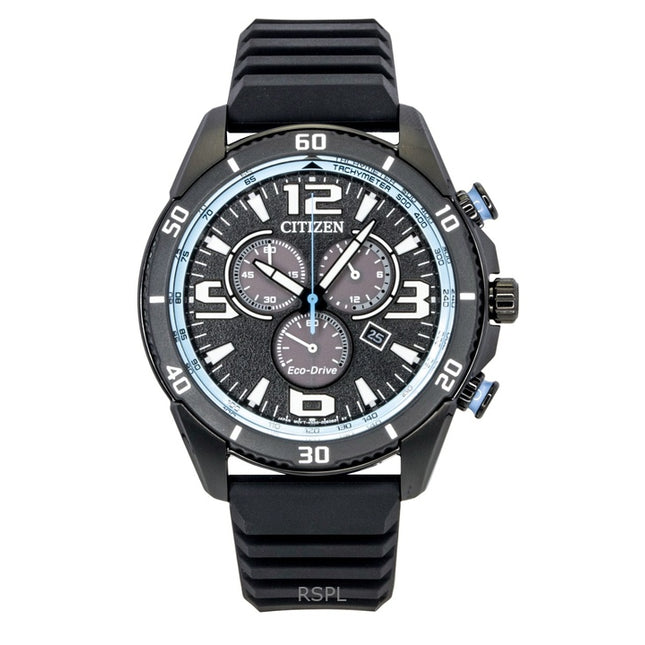 Citizen Brycen Chronograph Silicone Strap Black Dial Eco-Drive AT2587-02E 100M Men's Watch