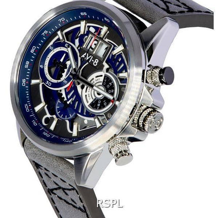 AVI-8 Hawker Harrier II Metador Chronograph Skeleton Grey And Blue Dial Quartz AV-4065-04 Mens Watch