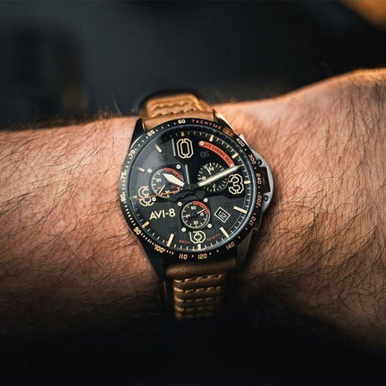AVI-8 P-51 Mustang Blakeslee Chronograph Bronze Oak Quartz AV-4077-02 Mens Watch