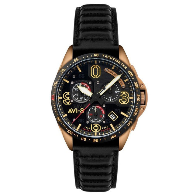 AVI-8 P-51 Mustang Blakeslee Chronograph D-Day 80 Limited Edition Omaha Black Dial Quartz AV-4077-06 Men's Watch