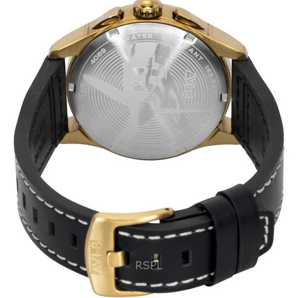 AVI-8 Spitfire Lock Chronograph Void Black Leather Strap Black Dial Quartz AV-4089-07 Men's Watch