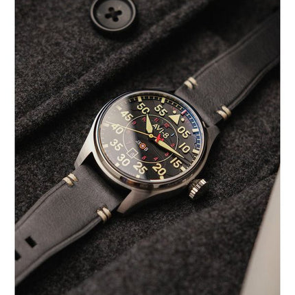 AVI-8 Hawker Hurricane Kenley Clowes Automatic Black Dial AV-4097-03 Mens Watch